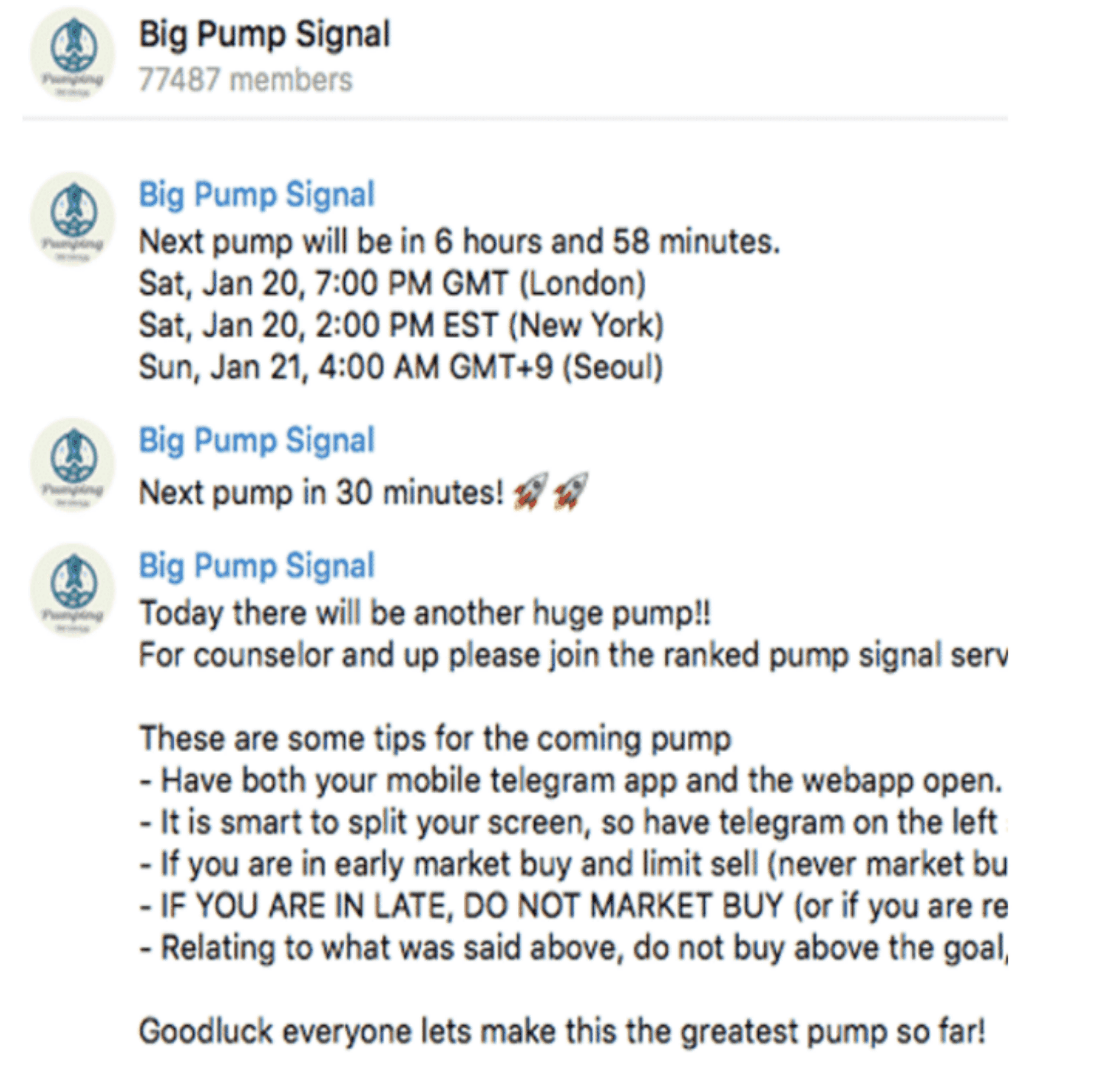 Grande sinal de pump
