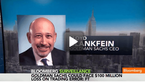 Goldman 交易錯誤可能導致 $100M 損失